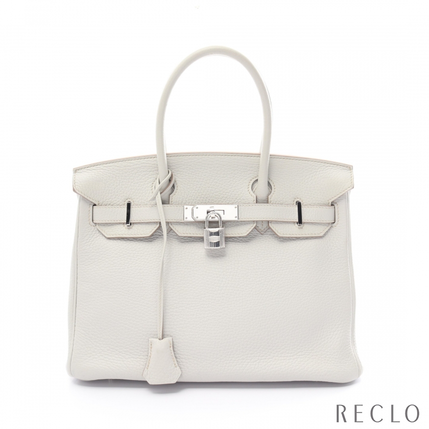 エルメス HERMES バーキン30 パールグレー ハンドバッグ トゴ オフホワイト シルバー金具 □O刻印 【中古】